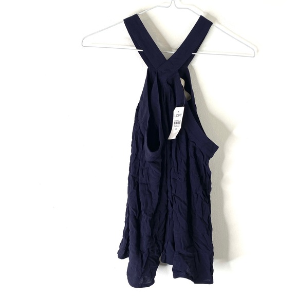 LOFT Navy Blue Cross Halter Sleeveless Blouse NWT - Picture 2 of 6